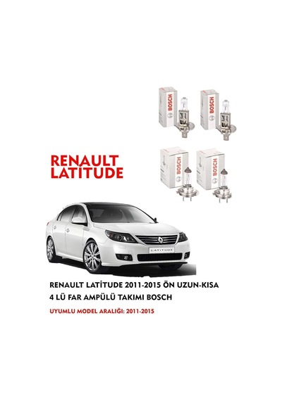 Renault Latitude 2014 Model Ön Uzun-kısa 4 Lü Far Ampülü Takımı