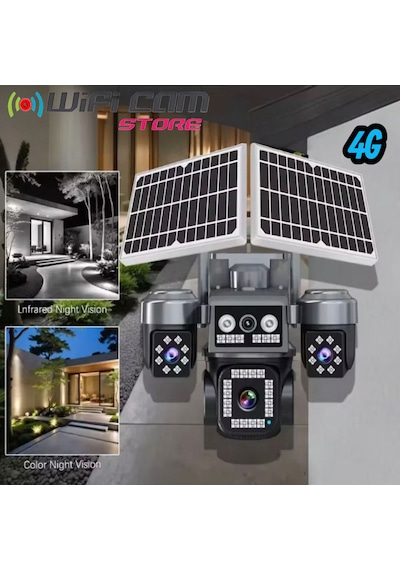 4 Kameralı Çift Panelli 4g Solar Güvenlik Kamerası