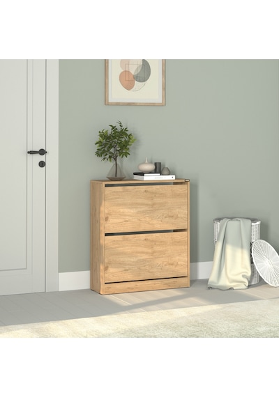 Flat Duo 2 Katlı Geniş Ayakkabılık - Florida Meşe 73x84x26 Cm Meşe