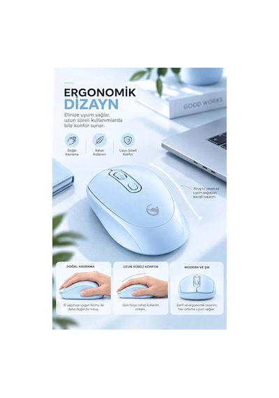 Sprange Sr-m4 Kablosuz & Bluetooth 5.4 Şarjlı Mouse Mavi Standart