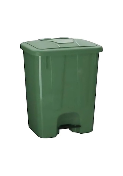 Omnipazar Sy-4255 40 Lt Köşeli Pedallı Plastik Çöp Kovası İç Kovasız Yeşil