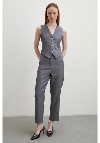 Never More Önü Pensli Skinny Kumaş Pantolon Antirasit Antirasit Antrasit