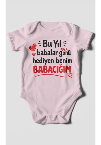 Morivokids Babaya Özel Kısa Kollu Bebek Body %100 Pamuk Zbn297-kk Bebe Pembe