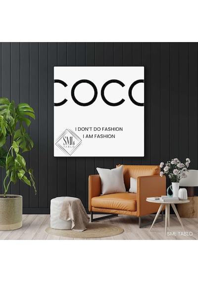 Coco Chanel Sözü Tipografik Moda Öncüsü Kanvas Tablo 80 X 80 Cm