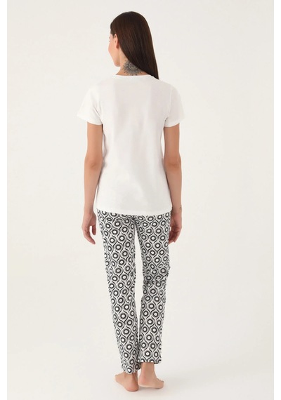 Pierre Cardin 8785 Pamuk Kısa Kol Kadın Pijama Takımı Krem