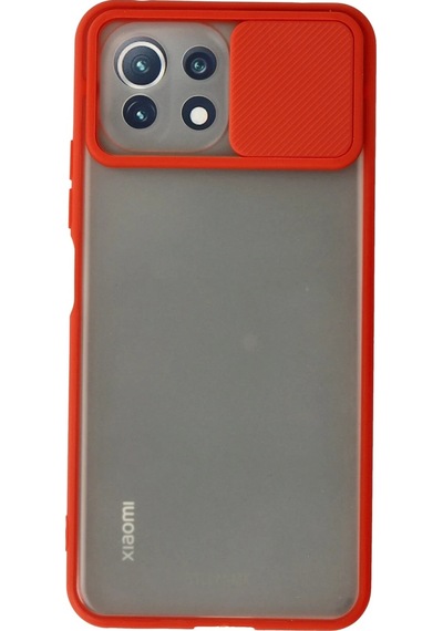 Newface Xiaomi Mi 11 Lite Kılıf Palm Buzlu Kamera Sürgülü Silikon Glblseme - 76 - Kırmızı