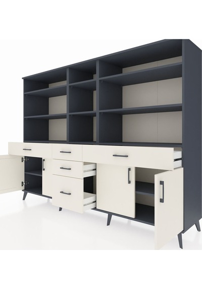 Hyperion Dolap 11 Raflı 5 Çekmeceli 4 Kapaklı 220x44x163 Antrasit Antrasit-aytaşı Hyperion Dolap 11 Raflı 5 Çekmeceli 4 Kapaklı 220x44x163 Antrasit Antrasit-aytaşı
