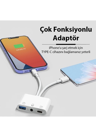 Ally Nk-109pro Type-c/lightning To Usb-a 3.5mm Kulaklık Ve Type-c Kamera Okuyucu Çevirici Adaptör- 5775