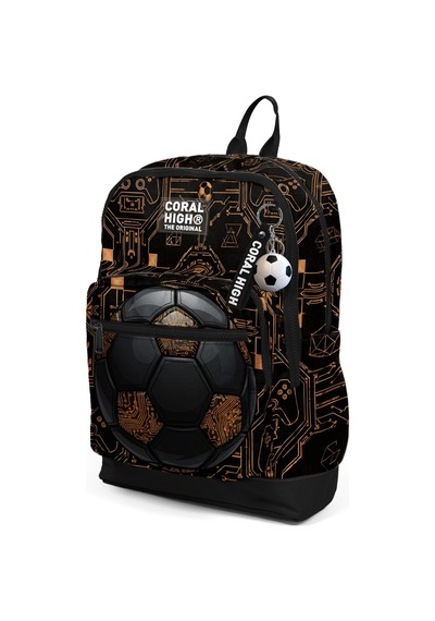 Coral High Kids Futbol Desenli Okul Sırt Çantası 33217 Siyah