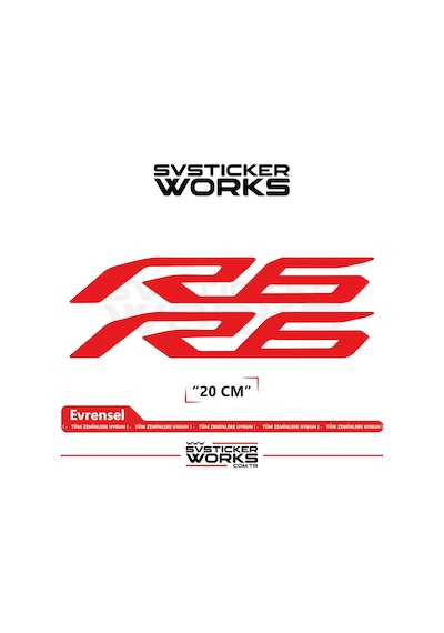 Yamaha R6 Uyumlu Yazı Sticker Yüksek Kalite Özel Kesim Folyo 2'li Set Kırmızı