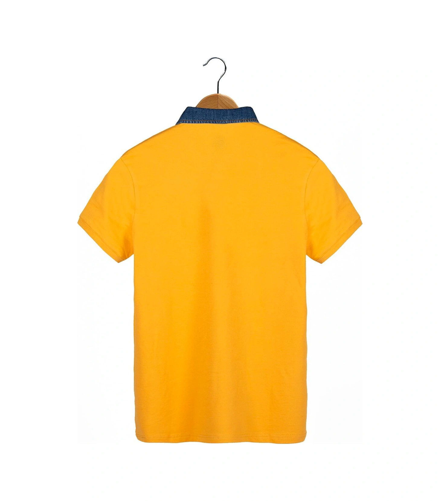 Veaven Erkek Hardal Yakası Kot Detaylı Polo Yaka T-shirt Hardal
