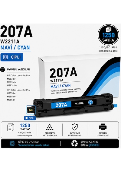 Hp 207a-w2211-m283-m255 Mavi 1250 Sayfa