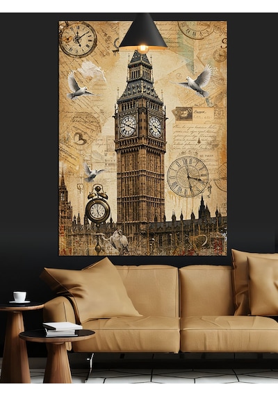 Londra Big Ben Saat Kulesi Dekoratif Kanvas - Mdf Ahşap Tablo