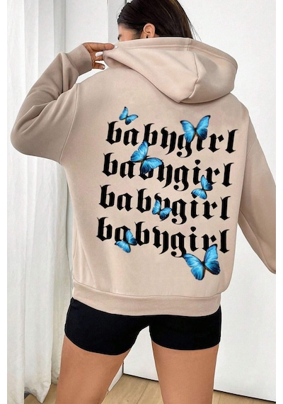 Uyguntarz Baby Girl Baskılı Sweatshirt Bej
