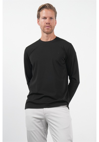 İmza Siyah Bisiklet Yaka Uzun Kol Örme Standart Fit Esnek Sweatshirt 1013260150