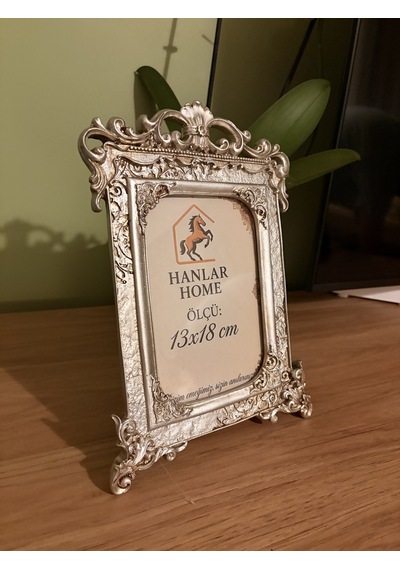 Antik Dekoratif Fotoğraf Çerçevesi Eskitme Gümüş 13x18 Cm