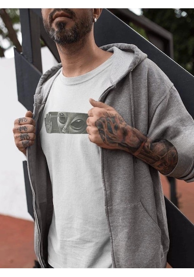 Moda Assema Erkek Bisiklet Yaka Baskılı Kısa Kol T-shirt - Beyaz Çok Renkli