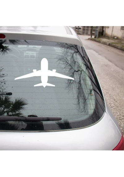 Havalanan Uçak Oto Sticker Etiket Yapıştırma Beyaz Renk 22cm