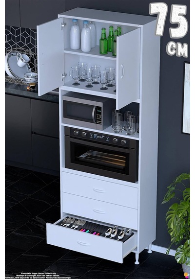 Defne 75 Cm Fırın Uyumlu 3 Çekmeceli Çok Amaçlı Mutfak Kiler Banyo Organizer Çocuk Odası Dolabı Beyaz Defne 75 Cm Fırın Uyumlu 3 Çekmeceli Çok Amaçlı Mutfak Kiler Banyo Organizer Çocuk Odası Dolabı Beyaz