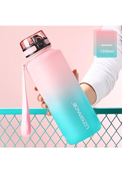 Uzspace Tritan Su Matarası 1500Ml VGN3056 Pembe Turkuaz
