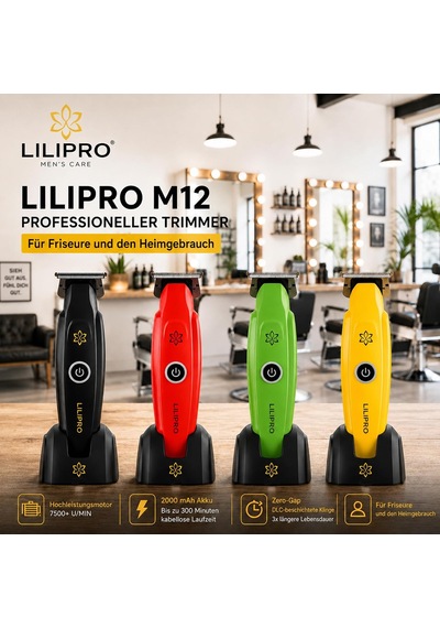 M12 Profesyonel Saç Sakal Kesme Ve Tıraş Makinesi Şarjlı Kablosuz Ense Çizim Makinesi Zero-gap Dlc T-bıçak 7500 Rpm Usb-c 2000 Mah Berber & Ev Tipi Kırmızı