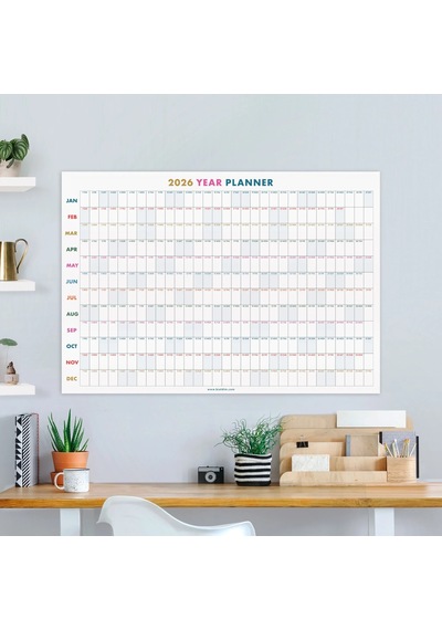 2027 Yıllık Planlayıcı Duvar Takvimi, 2027 Yıllık Duvar Takvimi, Rengarenk Minimalist Tasarım