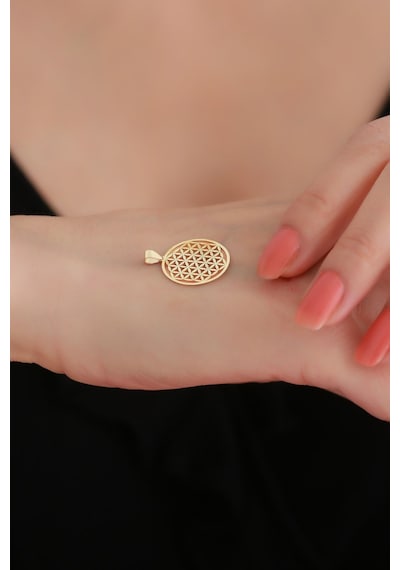 Bayar Gold 14 Ayar Altın Yaşam Çiçeği Kolye Ucu 1,7 Cm Sarı Altın