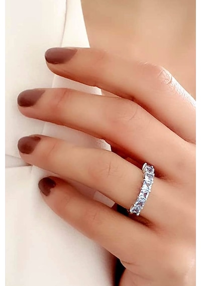 Sky Diamond Blue Creative Sapphire 925 Ayar Gümüş Sıra Taş Yüzük