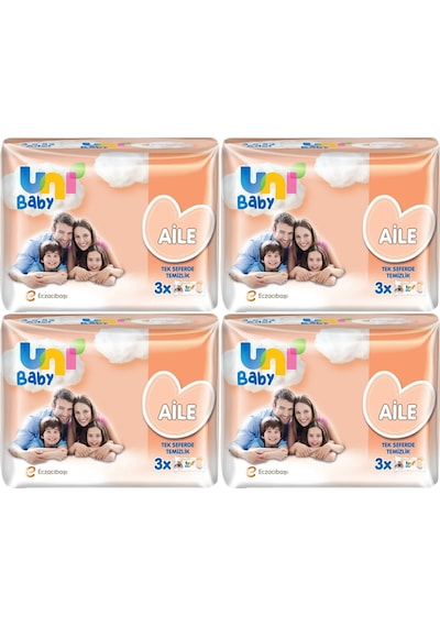Uni Baby Islak Havlu Mendil Aile 52 Yaprak 12 Li Set 4pk 3 Islak Mendil