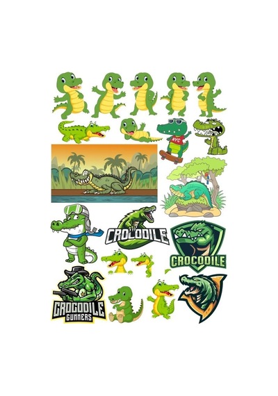 Timsah Sticker Set 11 15 Parça Telefon, Tablet, Defter, Laptop Sticker