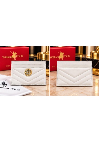 Williampolo Anka Hakiki Deri Unisex Kartlık-ince Tasarım Beyaz