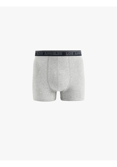 Koton Baskılı Lastikli Basic Pamuklu 3'lü Boxer Seti Gri Melanj 6wlm90040mk Gri Melanj