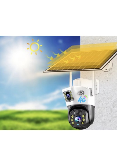 C4 V380 Pro 4mp Çift Lens Solar 4g Sim Kartlı Btk Kayıtlı Ptz Güvenlik Kamerası