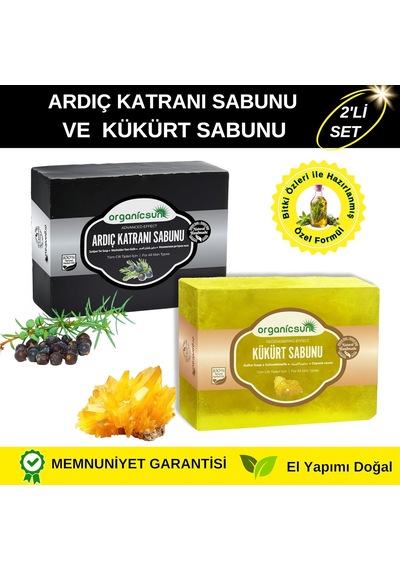 Lexroo 2'li Set Doğal Ardıç Katranı Sabunu Ve Kükürt Sabunu Karşıtı Sabun Seti