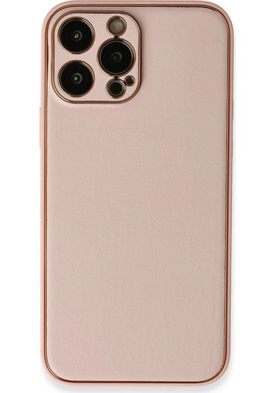 Apple  Uyumlu  iPhone 13 Pro Kılıf Coco Deri Silikon Kapak Pembe,