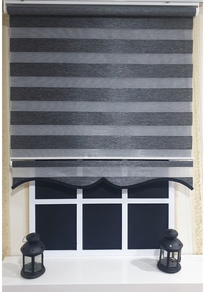 Zebra Stor Perde Organze Siyah Kırçıl Etek Dilimli Stb904 Siyah