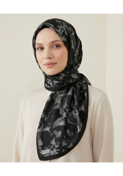 Ahenk Desen 90x90cm Organic Twill Eşarp/fular Siyah - Gri