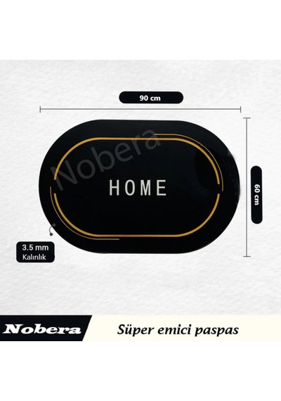 Nobera Banyo Paspası Kaymaz Taban, Hızlı Kuruyan Nappa Deri Mikrofiber 60x90 Cm Siyah