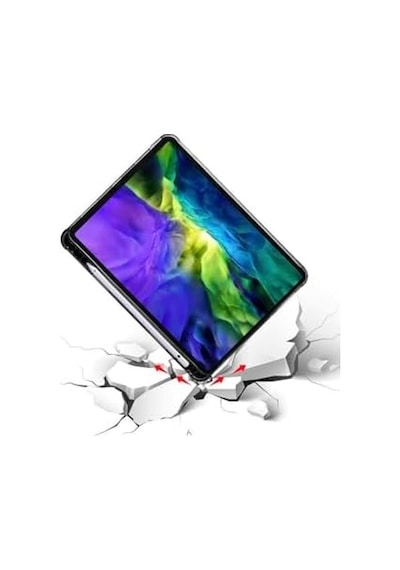 Galaxy Tab S6 Lite P610 P620 İle Uyumlu Kalem Bölmeli Pu Deri Arkası Yumuşak Silikon Kılıf, Siyah