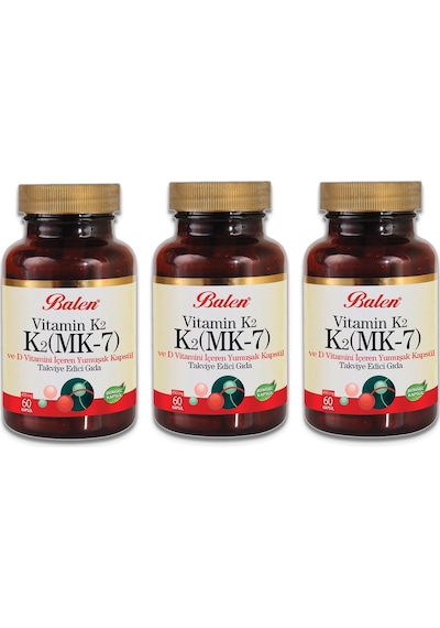 Balen K2 Mk-7 Vitamin K2 ve D Vitamini 450 MG 60 Kapsül x 3 Adet