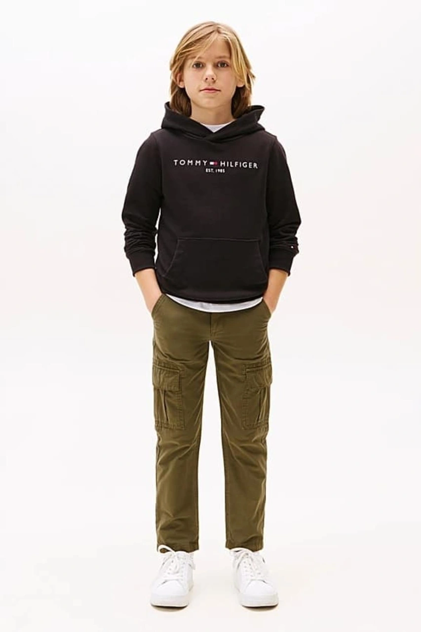 Tommy Hilfiger Unisex Çocuk Th Essential Hoodie Kapüşonlu Sweatshirt - Siyah-10984 Black