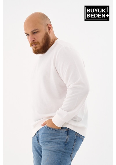 Superlife Erkek Büyük Beden Bisiklet Yaka İnce Sweatshirt Regular Fit %64 Pamuklu Spr26bsw956 Ekru
