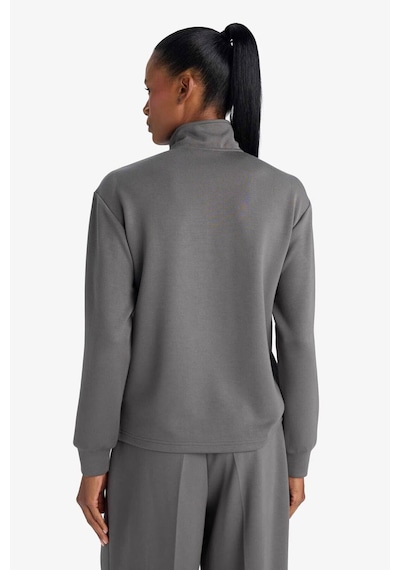 Defacto Oversize Geniş Kalıp Yarım Fermuarlı Modal Sporcu Sweatshirt D7126ax26spkh521 Haki-kh521
