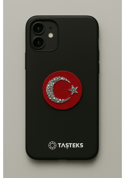 Taşlı Ütülenebilen Veya Sticker Olarak Kullanılabilen Daire Türk Bayrağı
