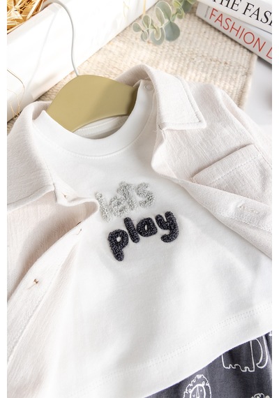 Babymod Gömlekli 3 Lü Erkek Bebek Takım Set Krem