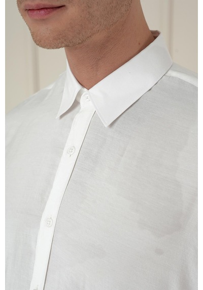 Efor Slim Fit %100 Modal Uzun Kol Klasik Beyaz Gömlek Gk 743 Beyaz