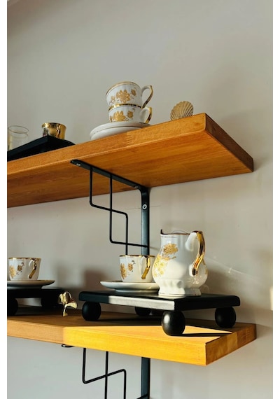 Risus Siyah Top Ayaklı 17x30 Cm Ahşap Yuvarlak Pasta Sunum Servis