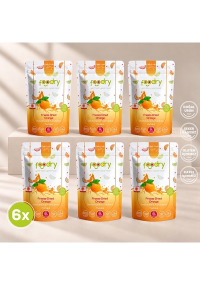 Foodry Dondurularak Kurutulmuş Portakal Freeze Dry Orange Katkısız Çıtır Meyve Atıştırmalığı 6 x 17 G