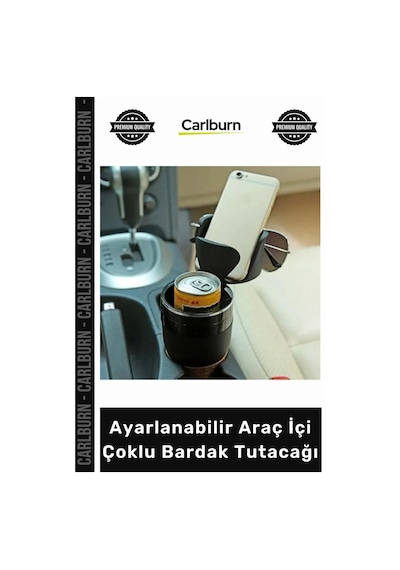 Özel Üretim Döner Yapılı Fonksiyonel Bardaklık Siyah Ayarlanabilir Araç İçi Çoklu Bardak Tutacağı
