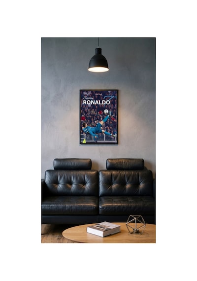 Cristiano Ronaldo Röveşata Siyah Çerçeveli Tasarım Tablo Futbol Spor Poster